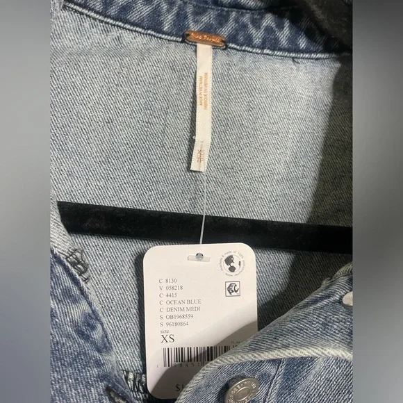 Free People Remino Denim Mini Dress in Ocean Blue - Picture 7 of 9